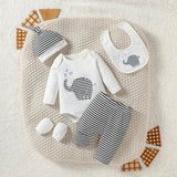 4PCS Baby Boy Elephant Outfit Set – Pantsuit & Accessories - Little Fashion