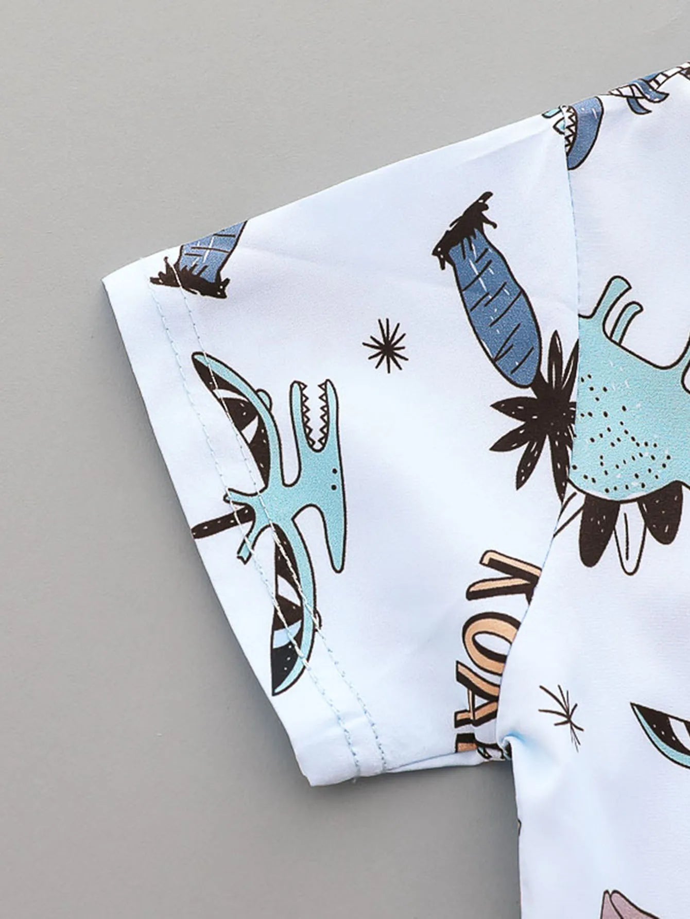 Toddler Boy Dino Print Shirt & Shorts 2pc Collar Set