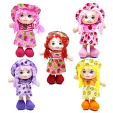 Five colorful dolls with different hairstyles and outfits on a white background
