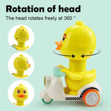 Cute Duck Press Car: Manual Pressing Head & Rotation - Little Fashion
