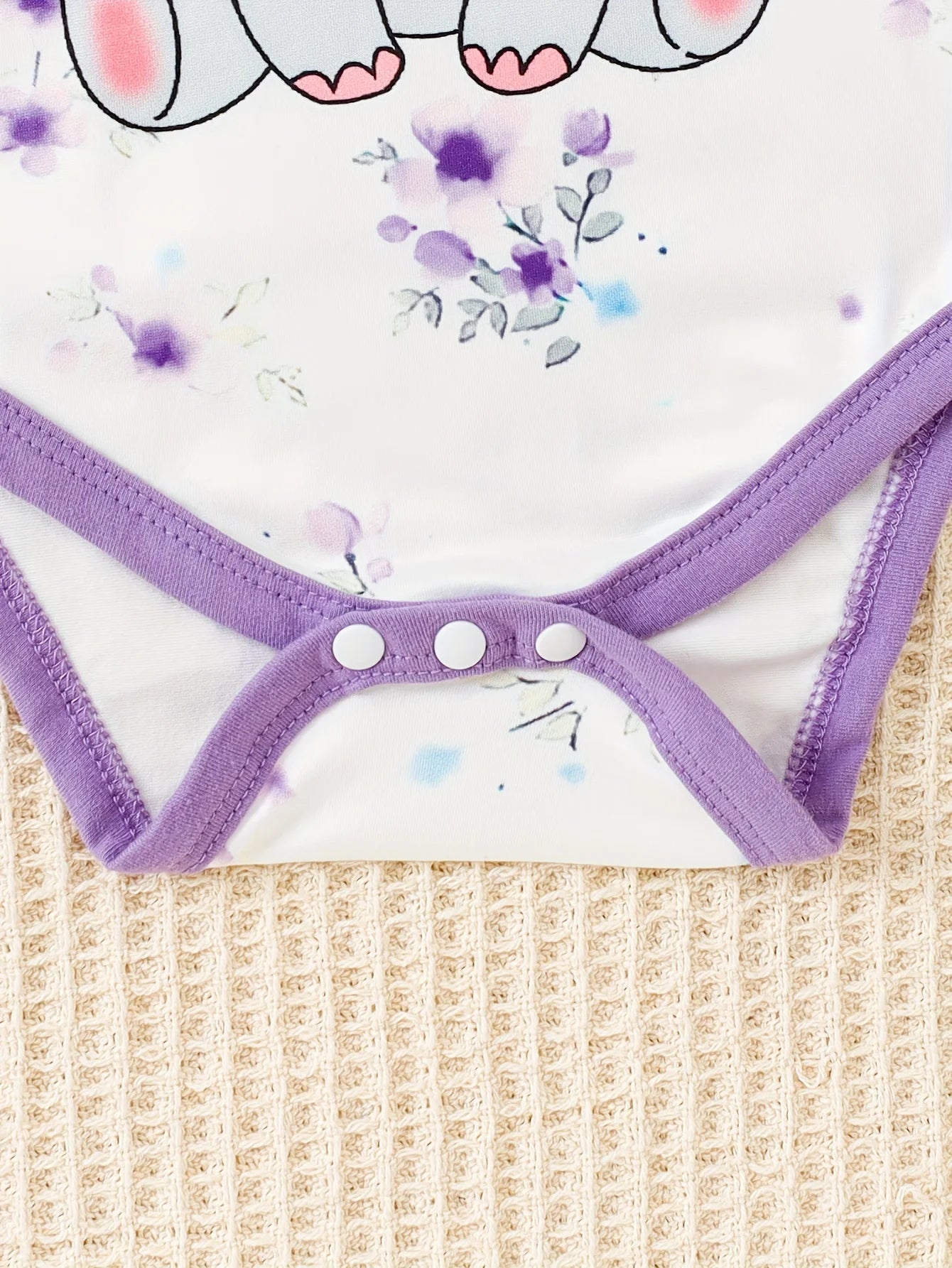 3pc Elephant Baby Girl Set | Purple Bodysuit & Pants