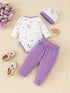 3pc Elephant Baby Girl Set | Purple Bodysuit & Pants