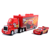 Toy truck and car set with 'Lightning McQueen' branding on a white background