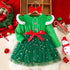 New Girls Velvet Tulle Christmas Dress | Long Sleeve + Bow