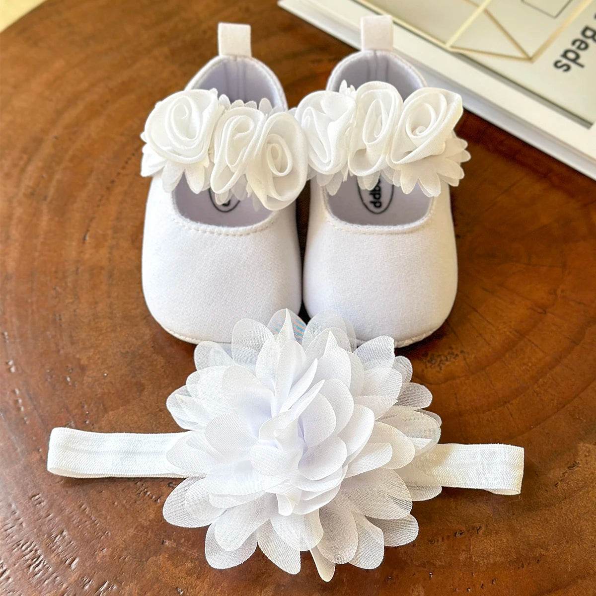 Baby Girl Flower Shoes & Headband Set – 2PC First Walker - Little Fashion
