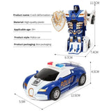 Blue Transforming Police Car Toy - Collision Deformation for Kids - Little Fashion
