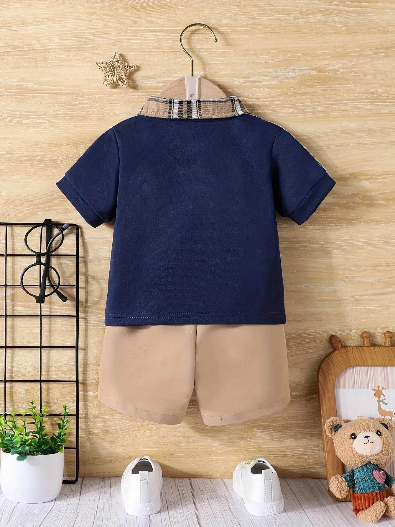 Baby Boy Summer Plaid Top & Shorts Set - Little Fashion