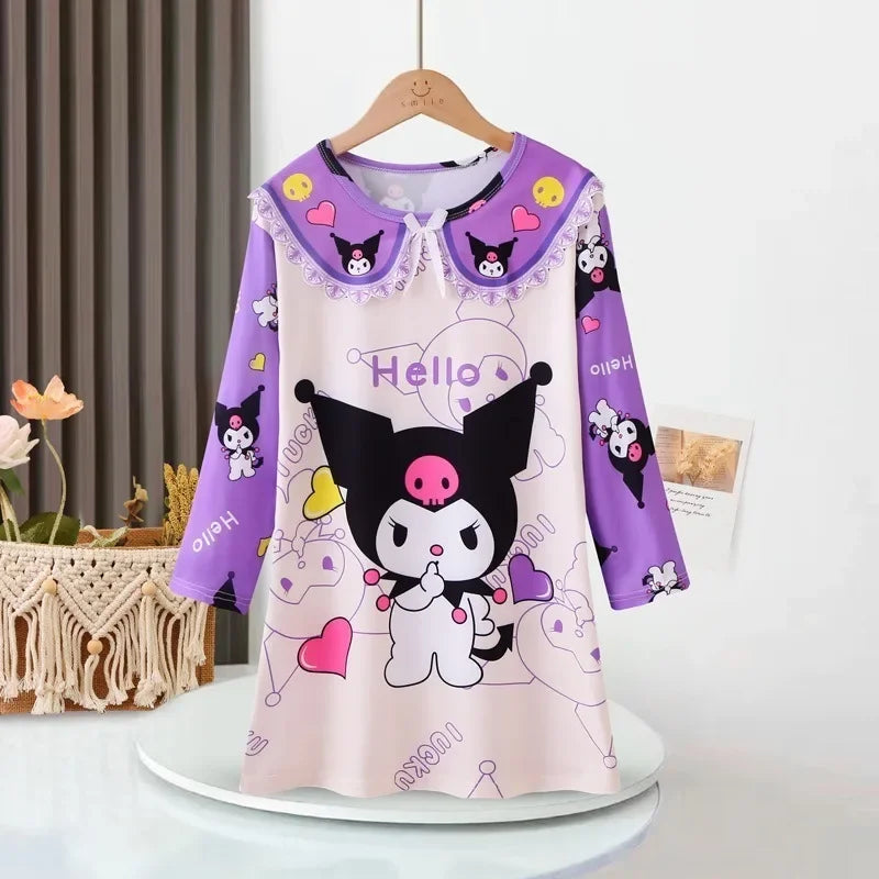 Children's dress with cartoon character design on a hanger