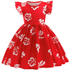 Red dress with white floral patterns on a white background