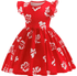 Red dress with white floral patterns on a white background