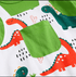 Children's clothing with dinosaur pattern and green pocket