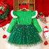 New Girls Velvet Tulle Christmas Dress | Long Sleeve + Bow