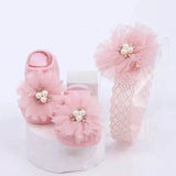 Pearl Bow Baby Headband & Non-Slip Socks Set - Little Fashion