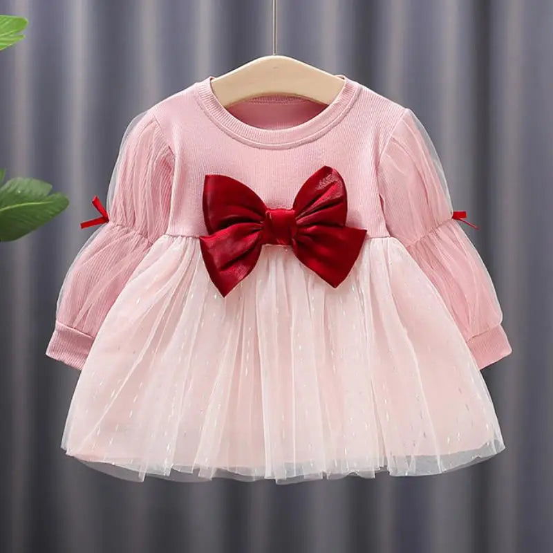 Girls Bow Mesh Dress | Long Sleeve Spring/Autumn 0-4Y