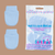 Two blue anti-scratch mittens on a brown background with a clear packaging bag labeled 'Soft Touch' featuring two pairs.