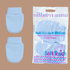 Two blue anti-scratch mittens on a brown background with a clear packaging bag labeled 'Soft Touch' featuring two pairs.