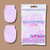 Pink anti-scratch mittens with packaging on a brown background