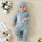 Boys Cute Letter Print Romper Set – Knit Outfit with Hat & Socks