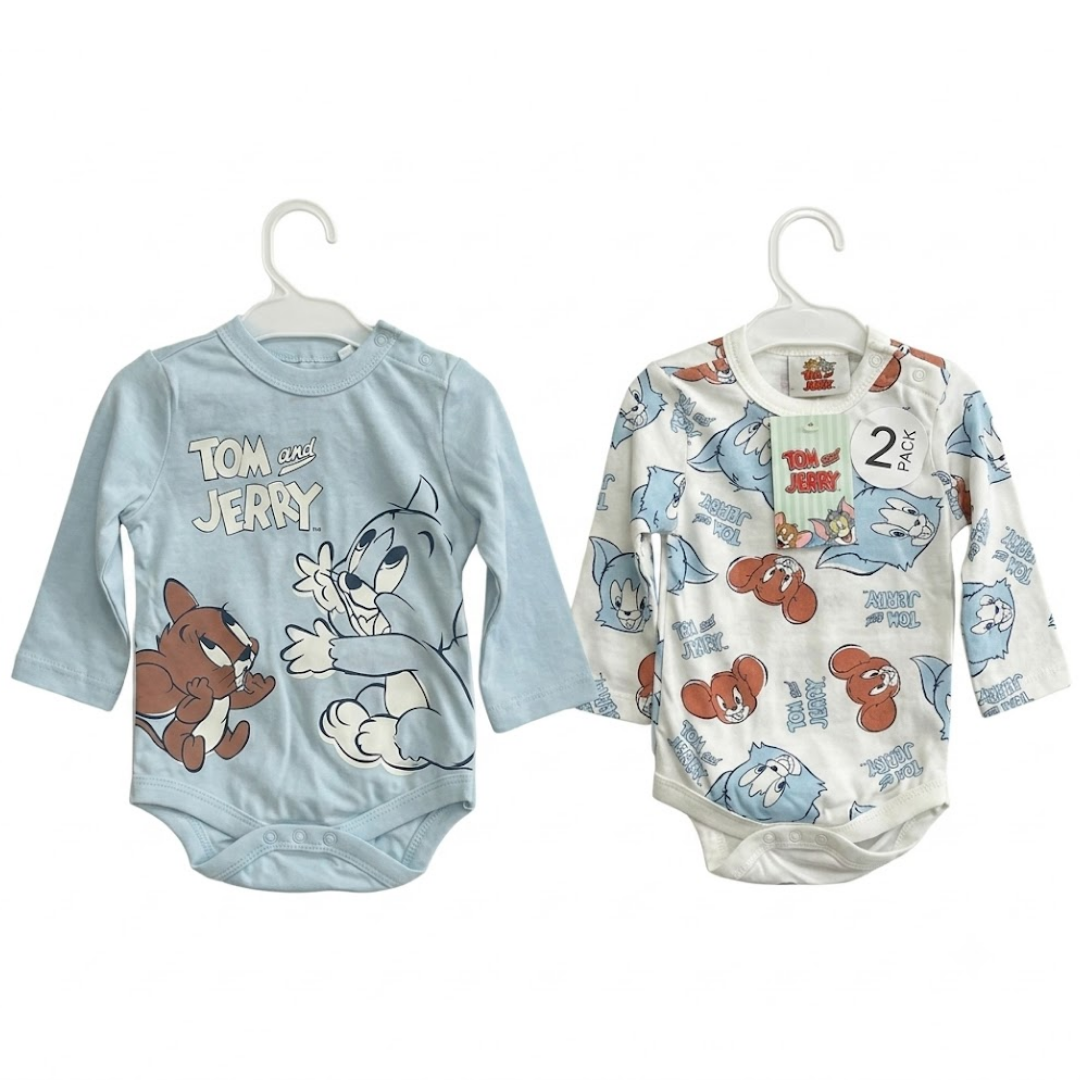 Tom & Jerry 2-Pack Long-Sleeve Baby Vests | 0–3Y