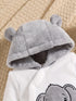 Boys' Bear Patch Hooded Winter Romper