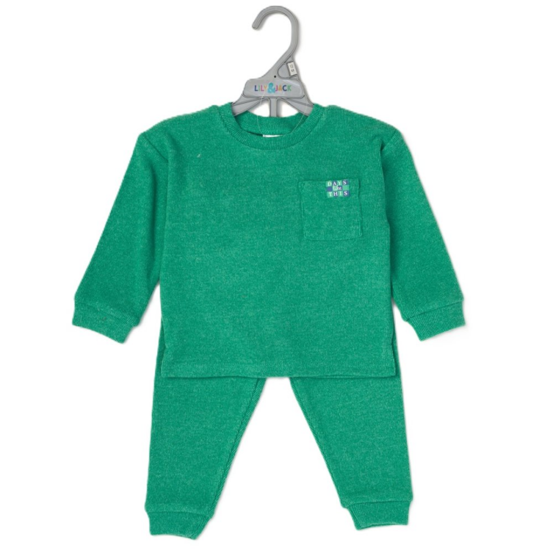 Lily & Jack Green Brushed Rib Sweatshirt Set 2-4Y