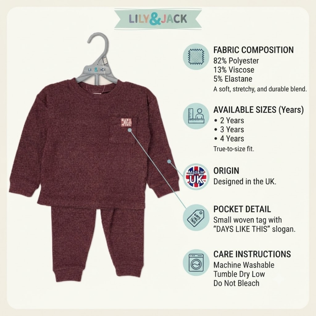 Lily & Jack Kids Brushed Rib Sweatshirt Set 2-4Y