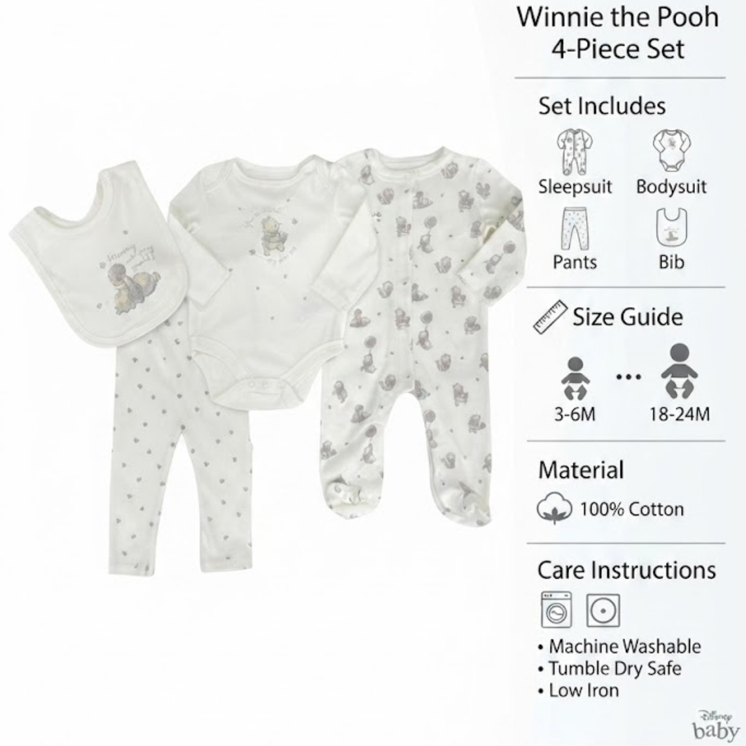Disney Winnie the Pooh 4 Piece Baby Set 3-24M