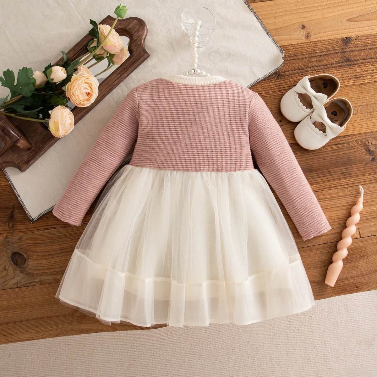Autumn Baby Girl Pink Bow Long Sleeve Party Dress - Little Fashion
