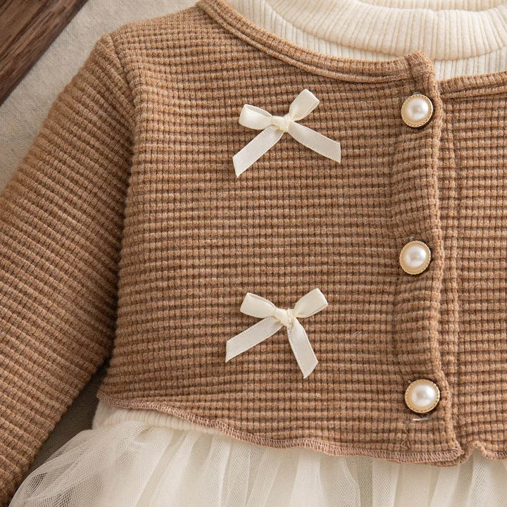 Autumn Baby Girl Pink Bow Long Sleeve Party Dress - Little Fashion