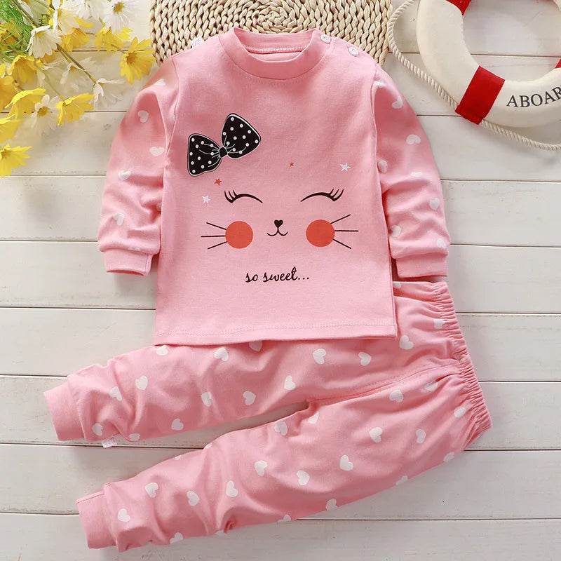Autumn Baby Girl Sleepwear Set: Tops & Pants - Little Fashion