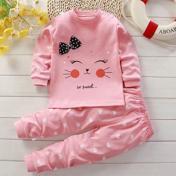 Autumn Baby Girl Sleepwear Set: Tops & Pants - Little Fashion