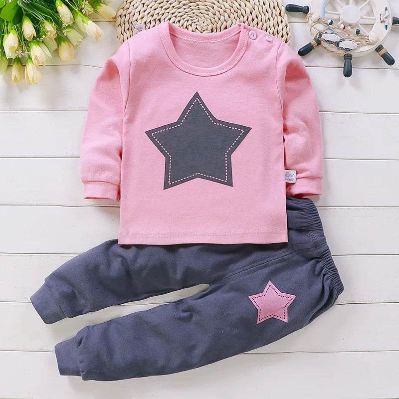 Autumn Baby Girl Sleepwear Set: Tops & Pants - Little Fashion