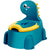 Blue and yellow dinosaur-shaped potty chair on a white background
