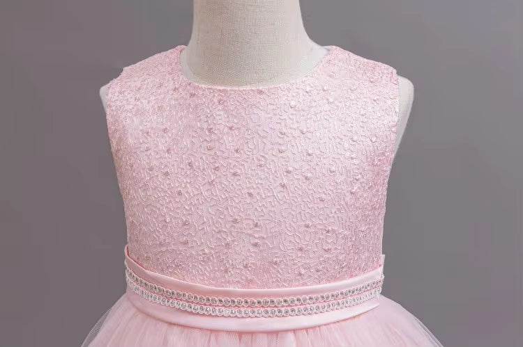 Pink Satin Floral Princess Dress – Party Wear - Little Fashion