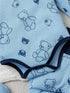 Baby Boy Bear Print Romper, Pants, Bib & Socks Set - Little Fashion