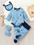 Baby Boy Bear Print Romper, Pants, Bib & Socks Set - Little Fashion
