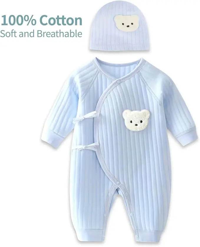 Baby Boy Cotton Bodysuit – Warm Winter Onesie (0–6M) - Little Fashion