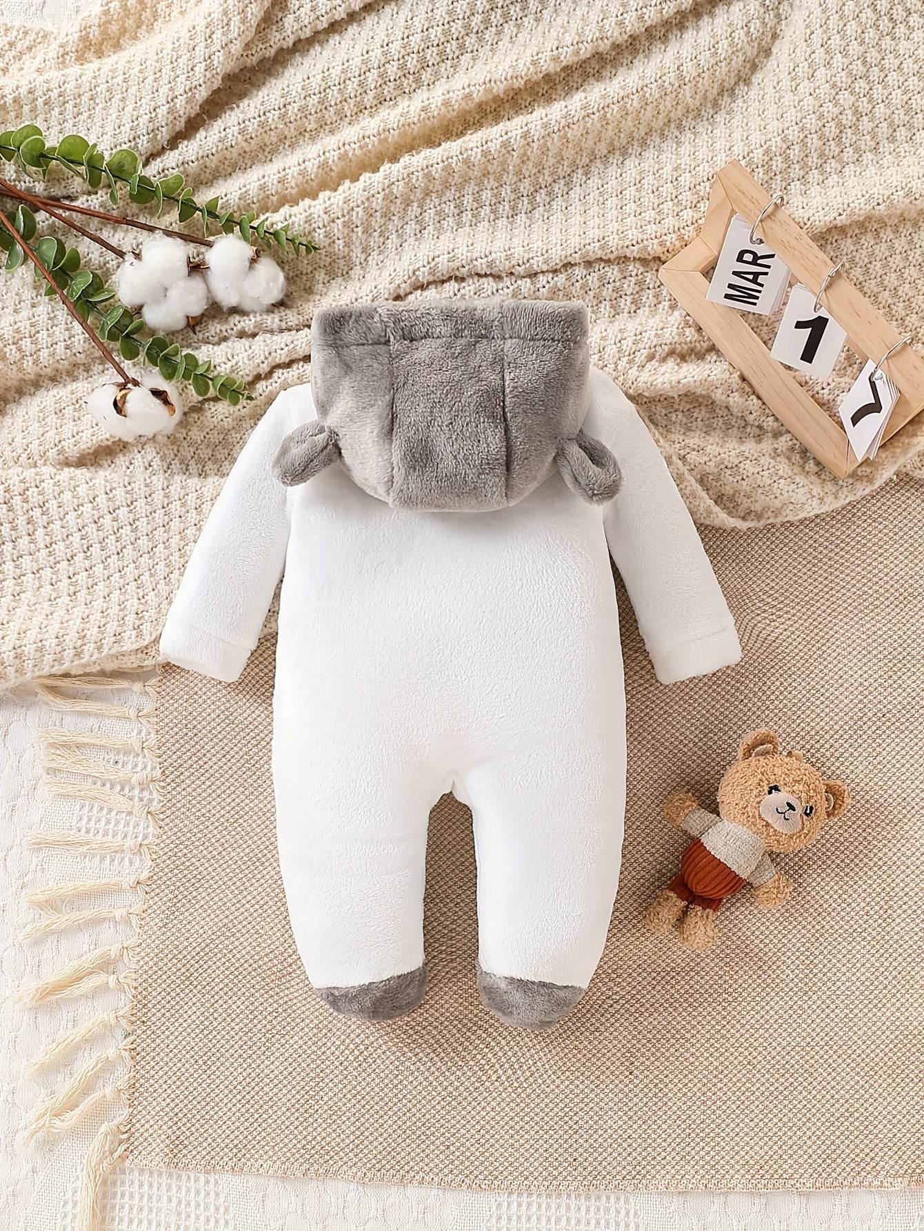 Baby Boys' Bear Print Plush Romper - Newborn-9M - Little Fashion