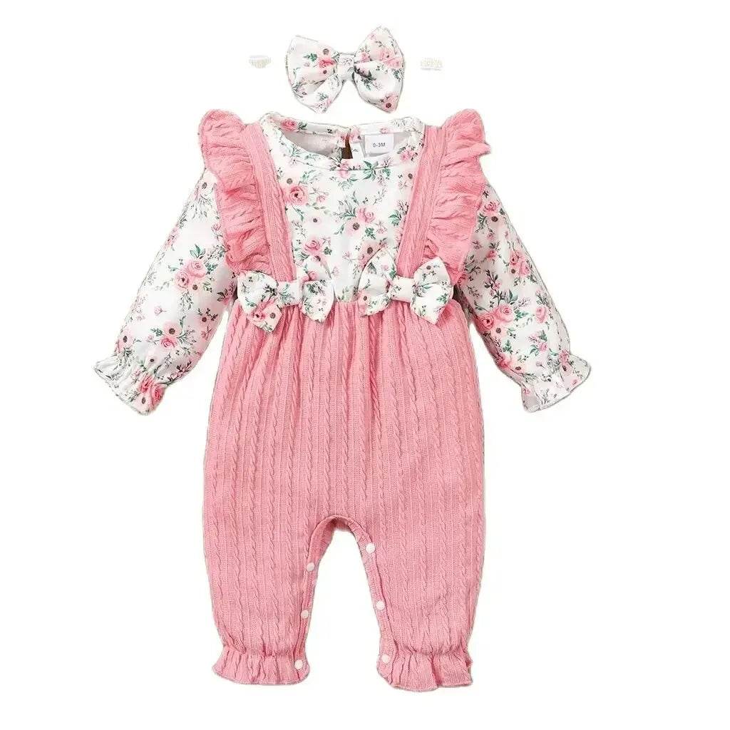 Baby Girl Floral Romper & Headband Set 0-18M - Little Fashion