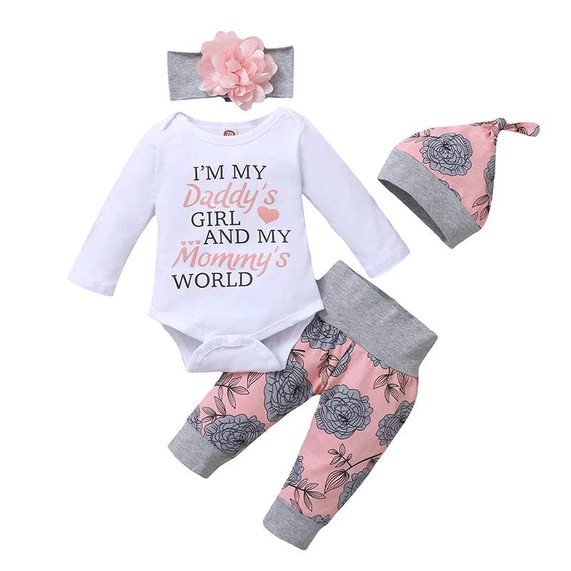 Baby Girl Rose Romper Set with Hat & Headband - Little Fashion