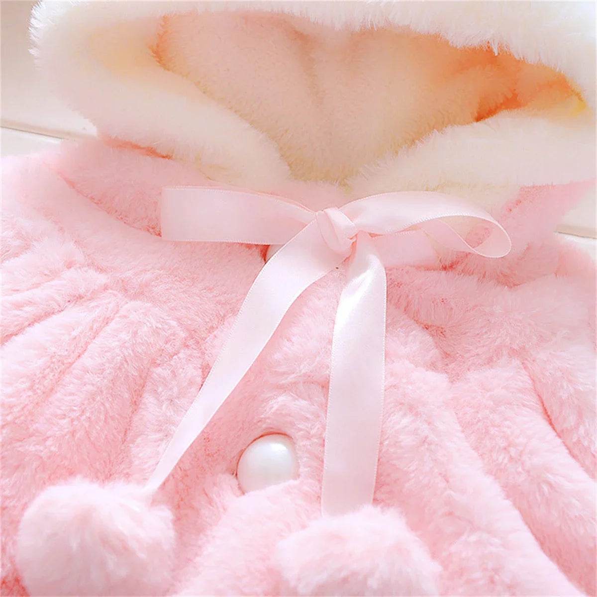 Baby Girl Winter Jacket – Warm Hooded Rabbit Ear Sweater - Little Fashion