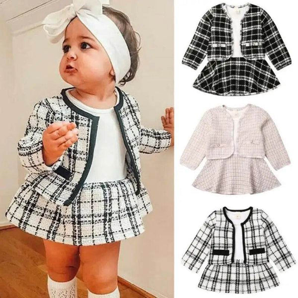 Baby Girls' 2pc Plaid Dress Set (0-4Y) - Little Fashion