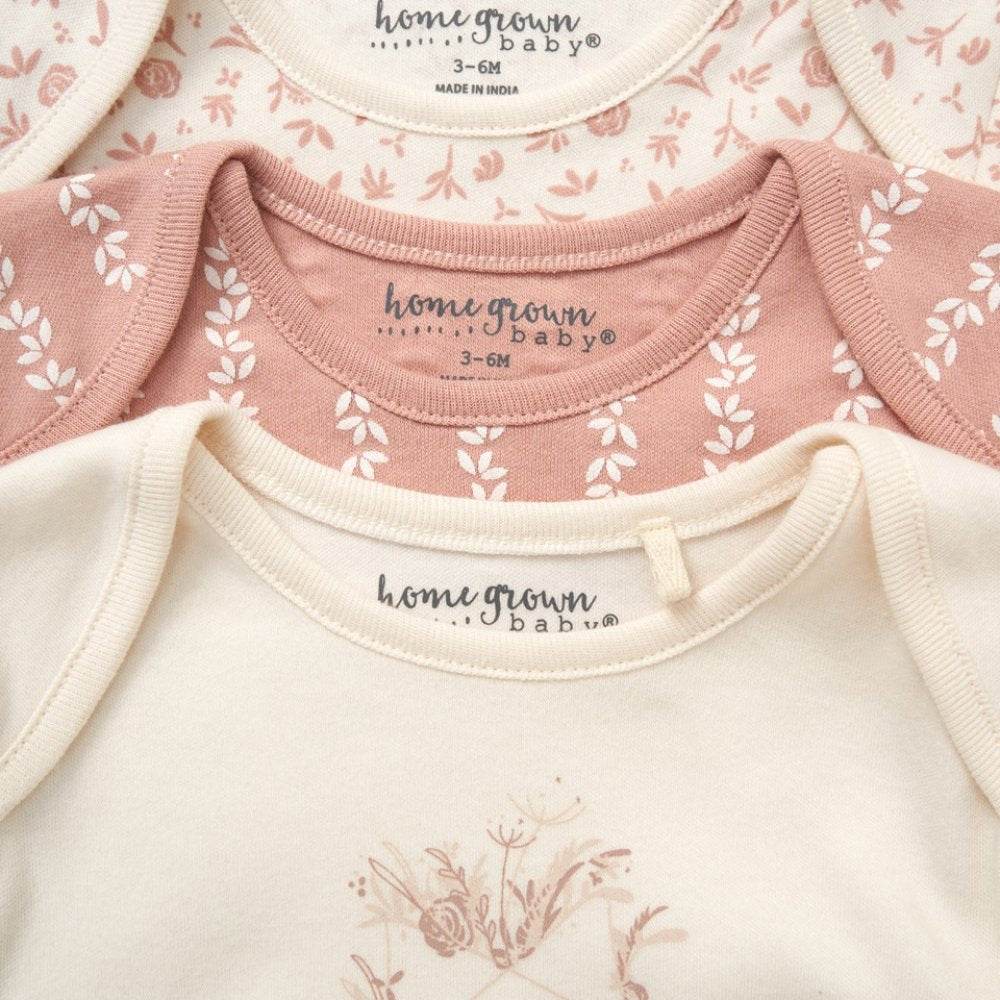 Baby Girls' 3-Pack Organic Cotton Bodysuits (0-6months) - Little Fashion