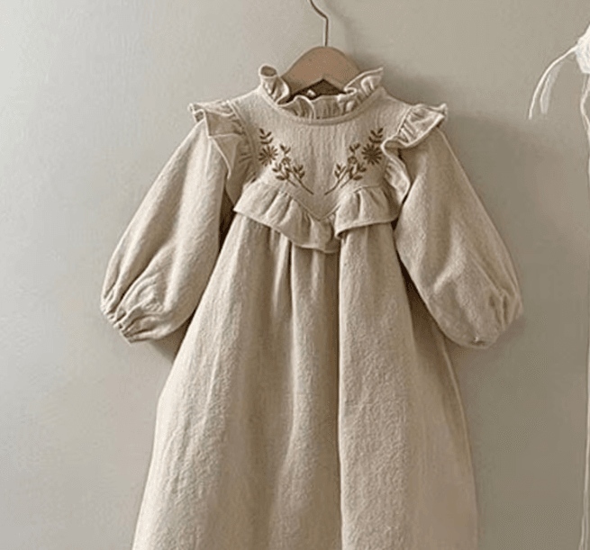 Baby Girls' Embroidered Floral Cotton Dress - Little Fashion