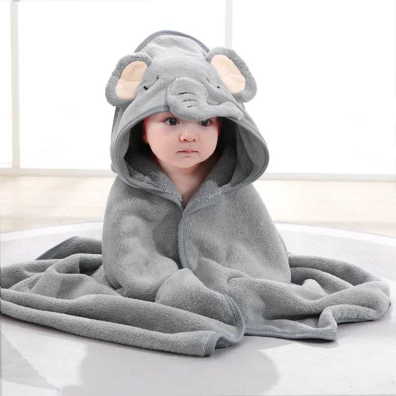 Baby Hooded Towel: Soft Cartoon Animal Swaddle Blanket for Newborns - Toddlers - Little Fashion