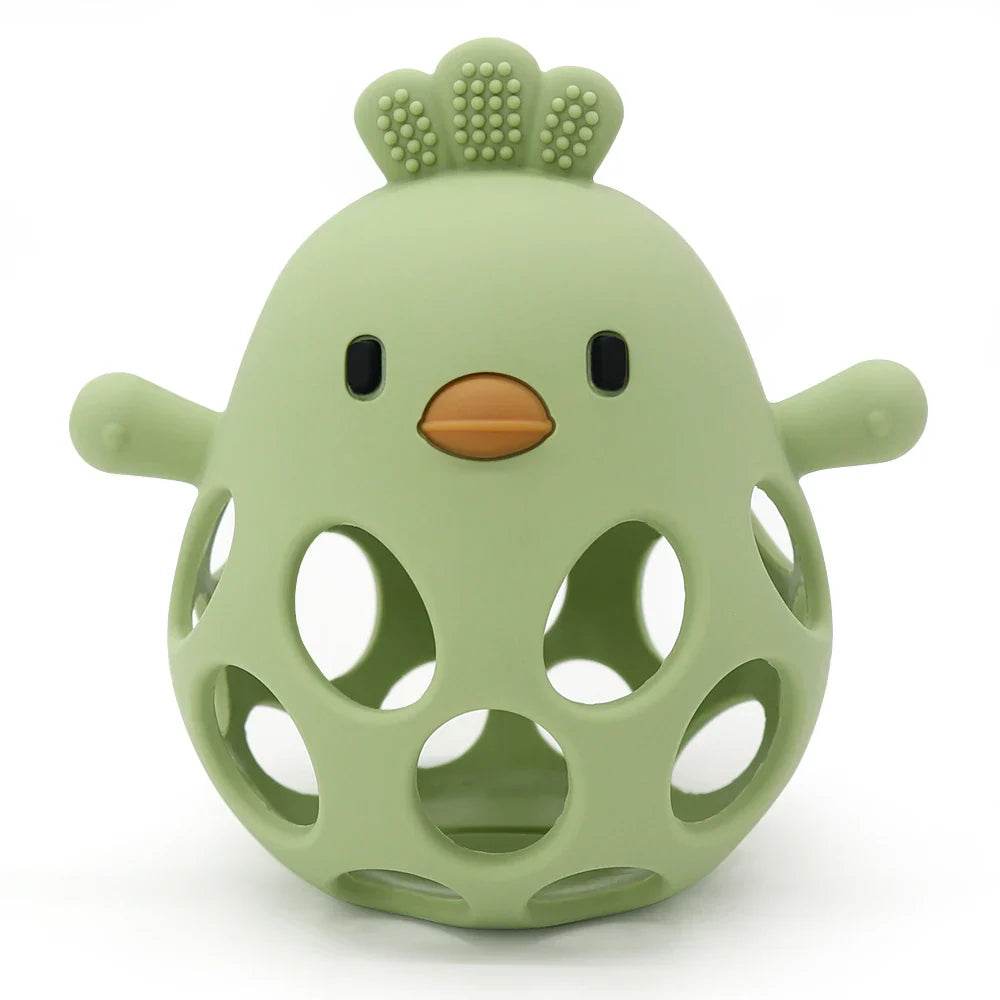 Baby Teether Mittens: Cartoon Chick Silicone Teething Toy for Gums & Molar Relief - Little Fashion
