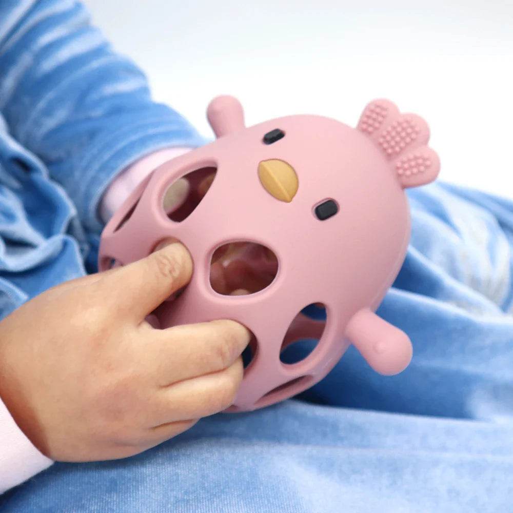 Baby Teether Mittens: Cartoon Chick Silicone Teething Toy for Gums & Molar Relief - Little Fashion