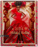 2024 Holiday Barbie doll in a red dress with decorative box