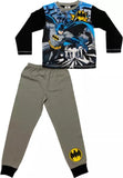 Batman-themed pajama set with long-sleeve top and pants on a white background