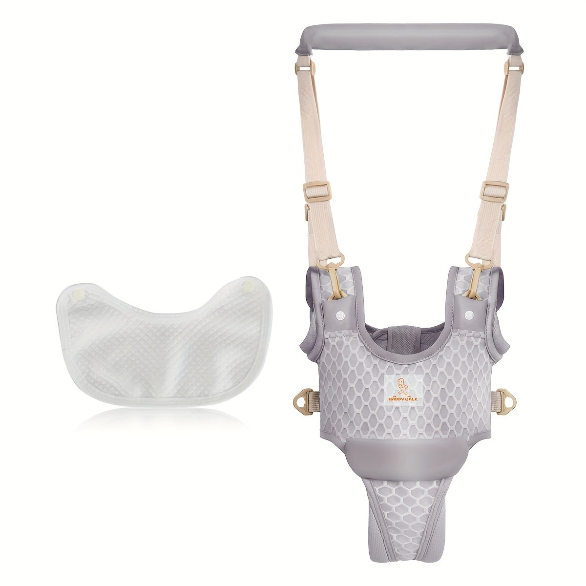 Baby harness and sock on a white background